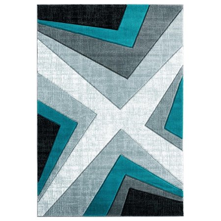 MANMADE 2 ft. 7 in. x 7 ft. 4 in. Bristol Zine Turquoise Rectangle Runner Rug MA2625534